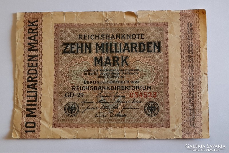 Németország 10 milliárd Márka 1923 Vg.