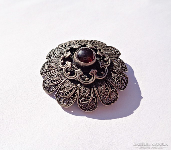 Old silver filigree brooch