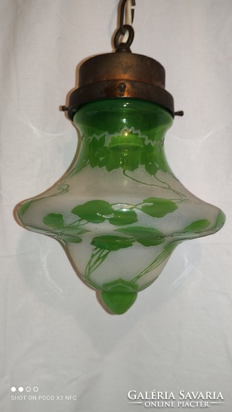 Art Nouveau  Arts and Crafts  Art Deco  antik savmaratott üveg mennyezeti lámpa ritkaság