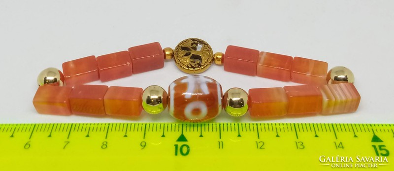 Dzi agate bracelet, 10 * 6 mm column made of beads