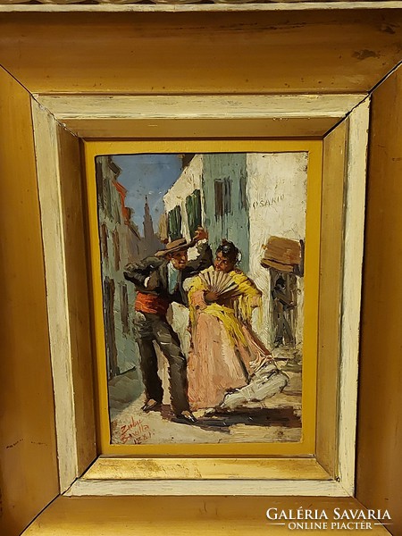 Antique lavish painting of the bullfighter! 1881 Seville!