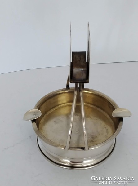 Silver art-deco match holder and ashtray