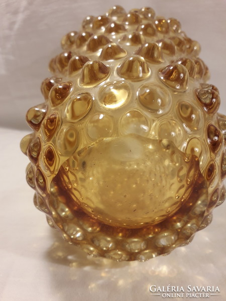 Yellow glass vase with special thick-walled severe camouflage sun