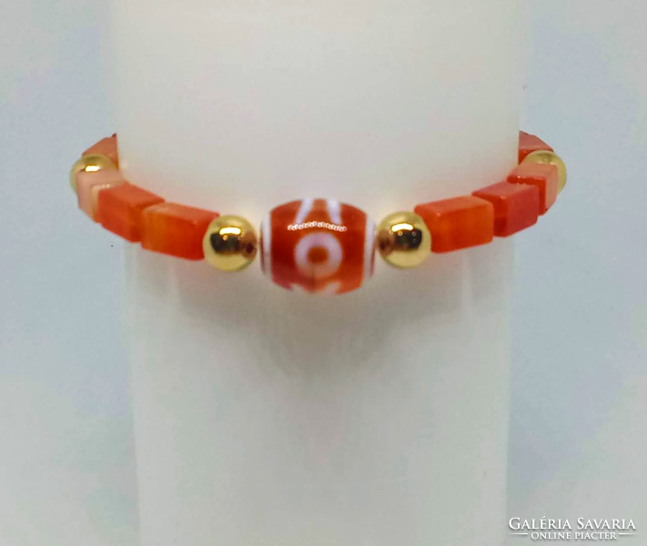 Dzi agate bracelet, 10 * 6 mm column made of beads