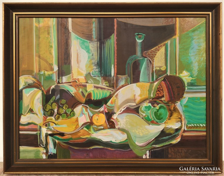 Pál Mizser (1941) still life c. Picture gallery painting 90x70cm with original guarantee!