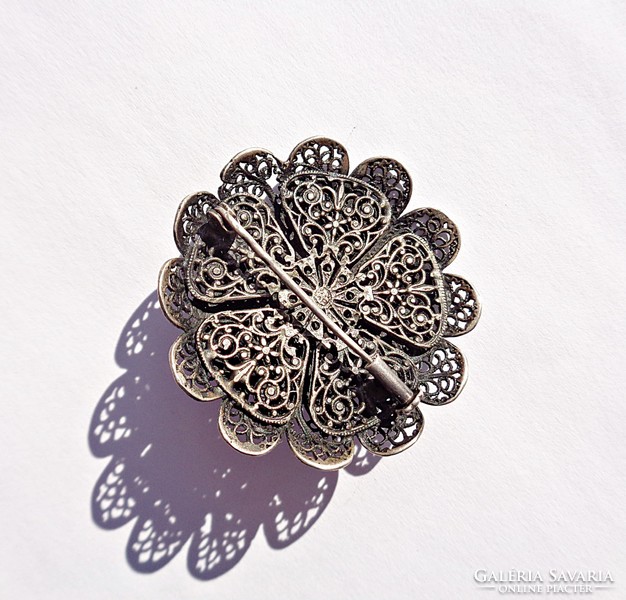 Old silver filigree brooch