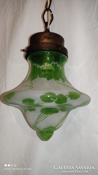 Art Nouveau  Arts and Crafts  Art Deco  antik savmaratott üveg mennyezeti lámpa ritkaság