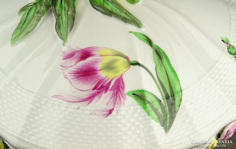 1G090 Virágmintás Herendi porcelán leveses tál