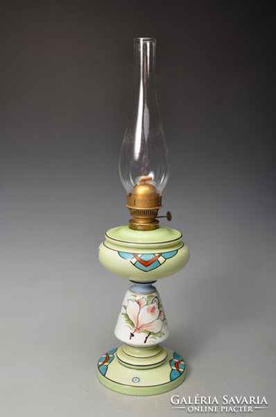 Antique Art Nouveau kerosene lamp, blown - torn, large size - 51.5 cm.