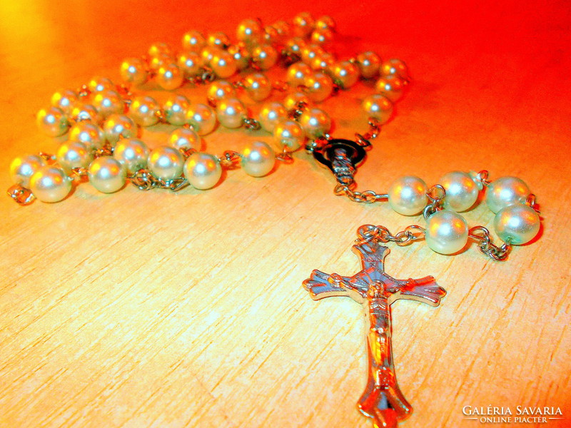 Turquoise beaded rosary 106 cm + 4 cm crucifix