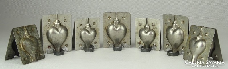1G123 antique heart shaped christmas wax mold whole 7 piece confectioner tool