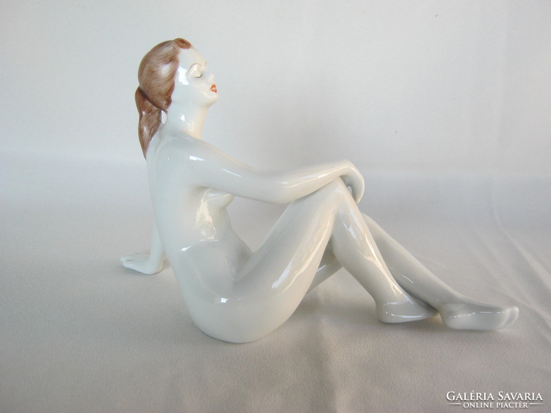 Retro ... Hollóházi porcelán figura nipp női akt