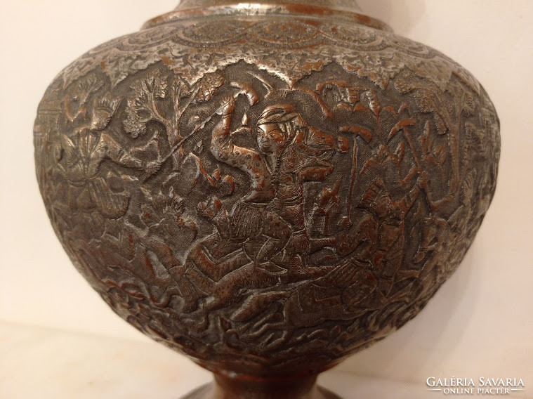 Antique Arabic Embossed Punctured Copper Persian Persian Jug Vase Iran 4385