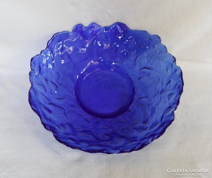 Huge design blue glass centerpiece, bowl 35 x 9 cm