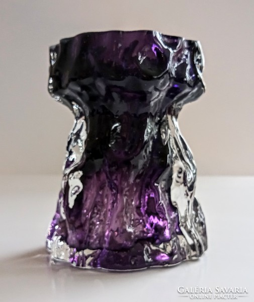 Lila üveg váza Ingrid -Glass  Rock Crystal 11cm