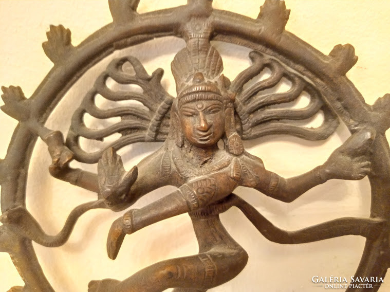 Antik buddha buddhista táncoló Síva patinás bronz szobor 4382