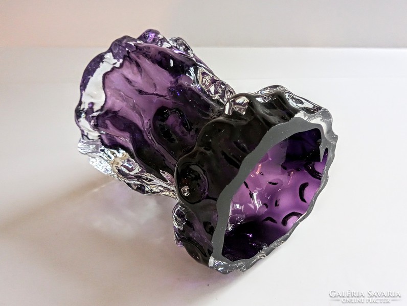 Lila üveg váza Ingrid -Glass  Rock Crystal 11cm