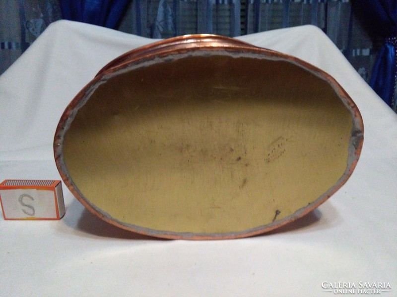 Gold colored metal storage box and plate - together
