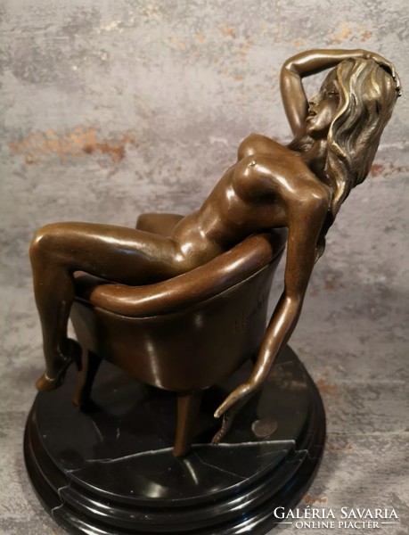 Sitting female act - bronze sculpture