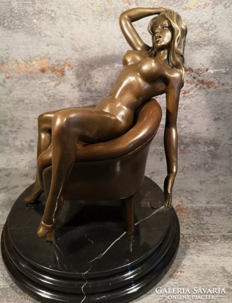 Sitting female act - bronze sculpture