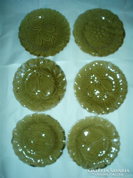 Csodás antik Sarreguemines 6  tányéros fajansz desszertes