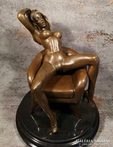 Sitting female act - bronze sculpture