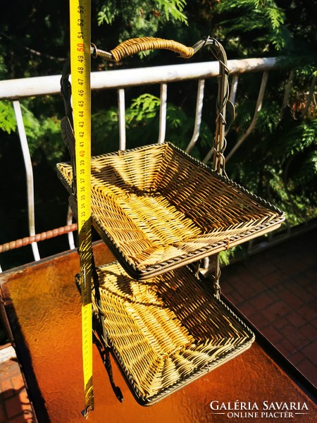Metal tiered cane fruit basket