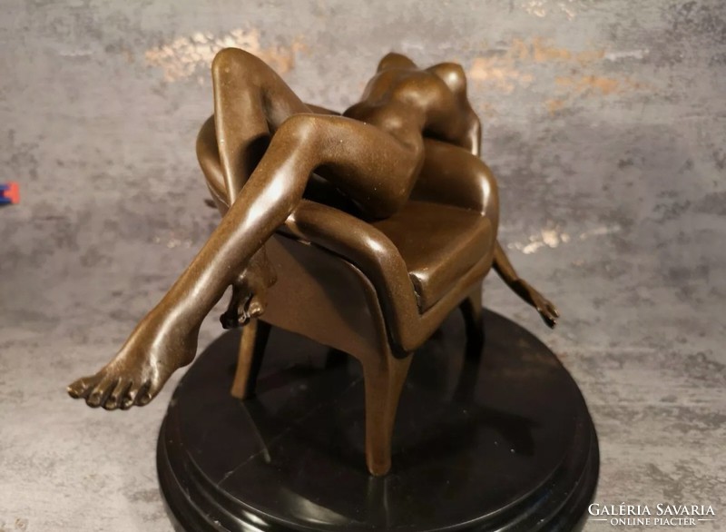 Sitting female act - bronze sculpture
