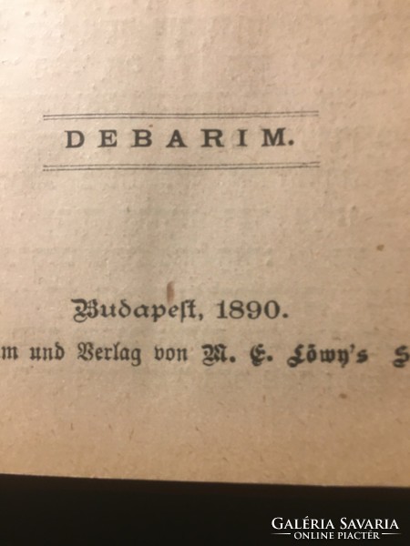 PENTATEUCH  V./ DEBARIM  1890 /Löwy,s  / RITKA / JUDAIKA