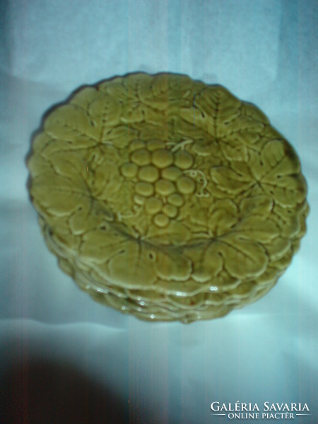 Csodás antik Sarreguemines 6  tányéros fajansz desszertes