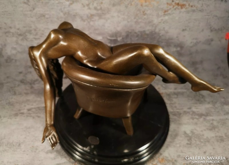 Sitting female act - bronze sculpture