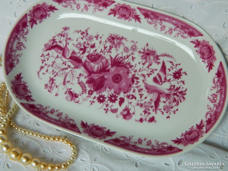 Kahla porcelán ovális tál, kínáló pink mintázattal