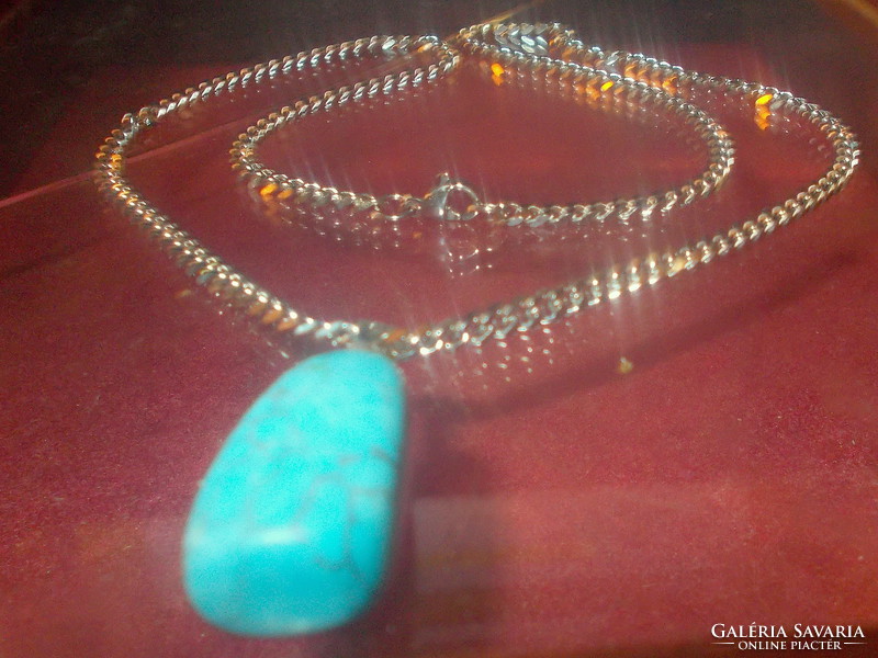Turquoise mineral stony Tibetan silver serious necklace