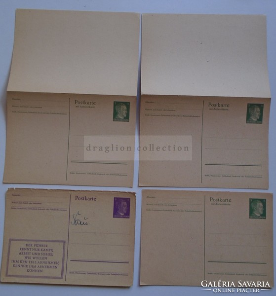 AV837.8 Második világháborús német  díjjegyes levelezőlapok  4  db  (6 db, 2 válaszlappal)