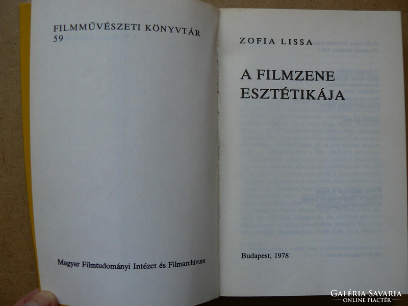 A FILMZENE ESZTÉTIKÁJA, ZOFIA LISSA 1978, KÖNYV JÓ ÁLLAPOTBAN