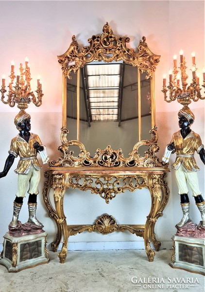 A408 beautiful Italian gilded baroque console table with mirror