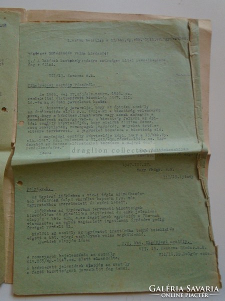 AV835.8    Régi irat  Honvédelmi Miniszter  1947  Kamocsa Székely Visy Nagy -Ajtony