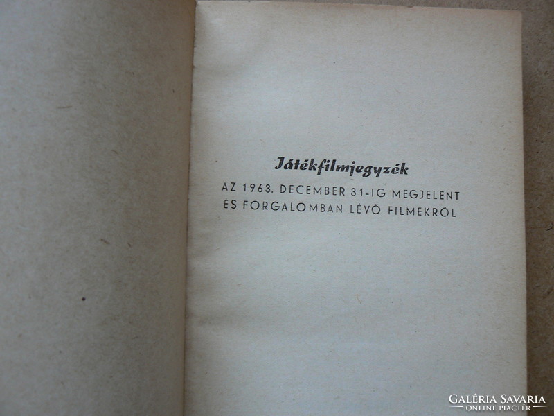 JÁTÉKFILMJEGYZÉK 1963. DEC. 31-IG, 1964, KÖNYV JÓ ÁLLAPOTBAN, RITKASÁG!!!