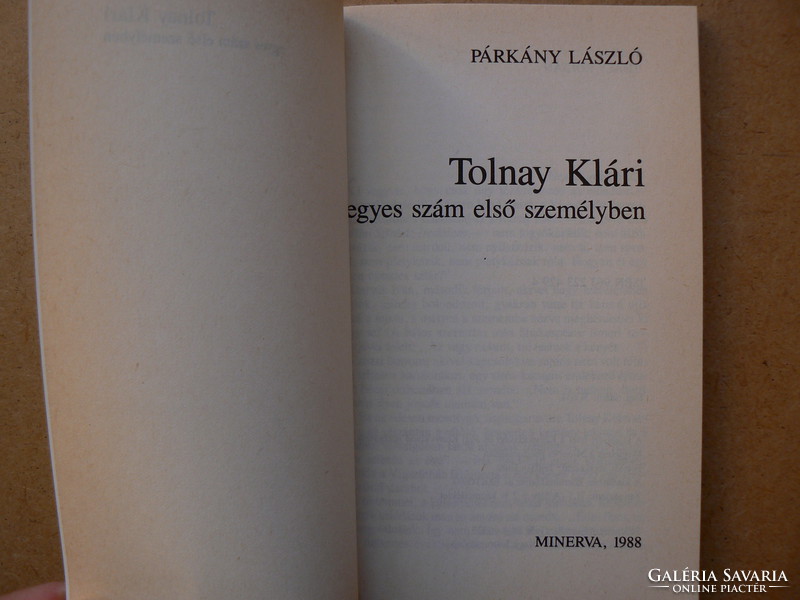 Klári Tolnay, László Párkány 1988, book in good condition, minerva