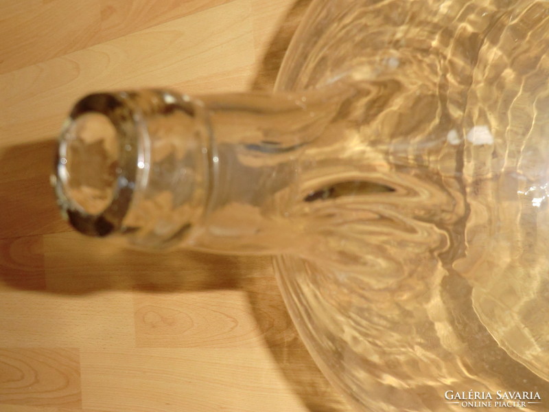 Kecses nyakkal elegáns óriás 10-15 literes dekor üveg palack 30 cm átmérővel  52 cm magas