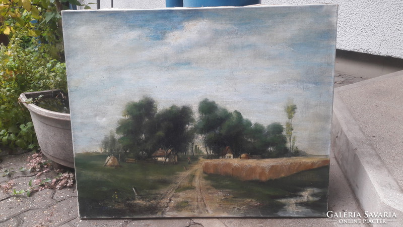 Kálmán Rácz oil painting from 1930, signed - rural landscape - student of rudnay and lyka