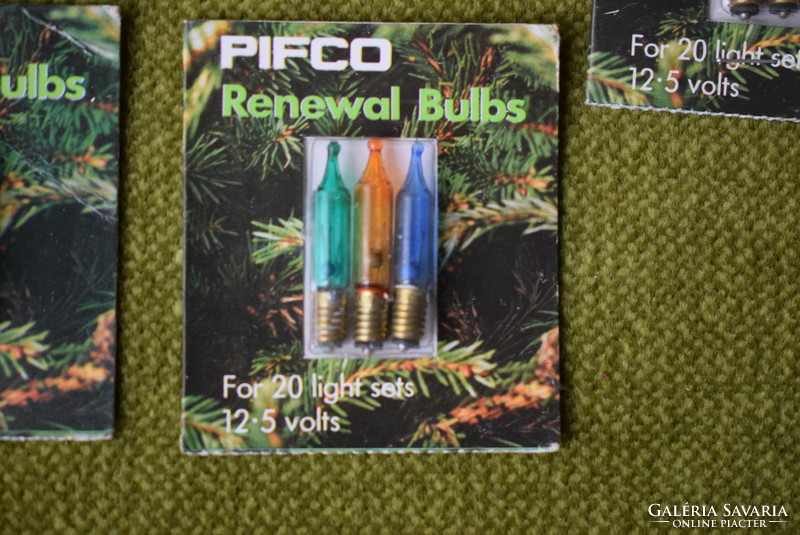 Vintage PIFCO 12.5 volt mini izzó karácsonyfadísz izzósor csere izzó bontatlan eredeti 15db. (I)