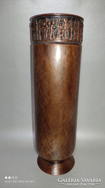 Goldsmith Margit Tevan (1901-1978) - marked large size - copper bronze vase