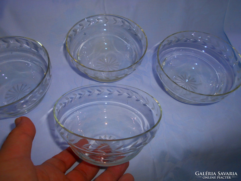 4 pcs polished engraved glass bowl - the price for 4 pcs is 1400 / pc