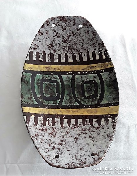 Retro bowl, bowl, 23 cm x15.5 cm x 6 cm Hungarian handicraft ceramics