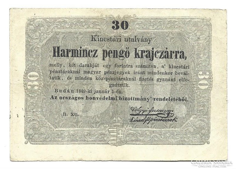 30 harmincz pengő krajczárra 1849 4.