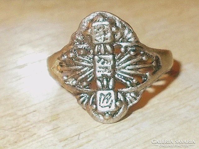 Keleti írásjelű régi Tibeti Ezüst Gyűrű 7.5 -es