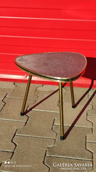 Mid-century Scandinavian-style formica-covered flower stand or side table with copper legs