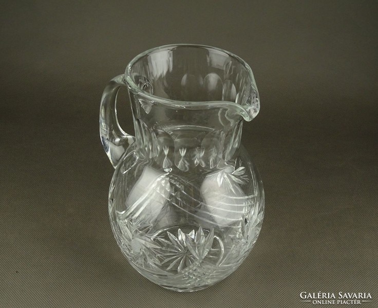 1G071 Antik csiszolt üveg asztali borkínáló kancsó 20.5 cm