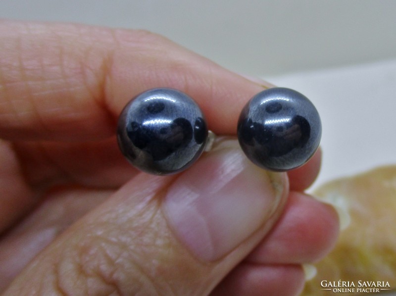 Beautiful healing silver hematite sphere earrings